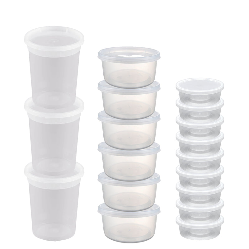 Plastic containers with lids MEGA Combo Pack Comes With 44 Sets of 8oz, 16oz, and 32oz