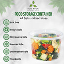 Plastic containers with lids MEGA Combo Pack Comes With 44 Sets of 8oz, 16oz, and 32oz