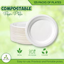 Compostable 10" Heavy Duty Disposable Paper Plates [125 Pieces]