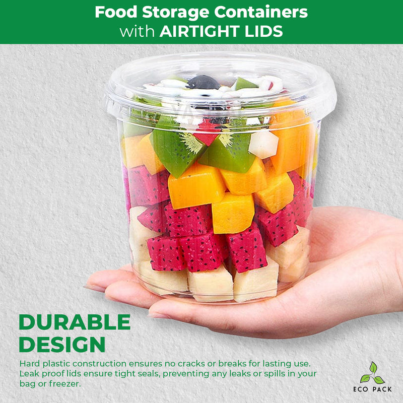 Plastic Deli Food Storage Containers With Airtight Lids | 24 oz - 24 Set