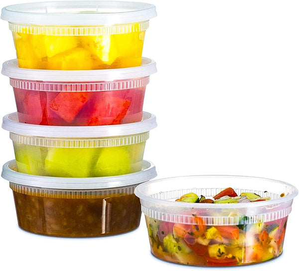 Reusable Plastic Deli Food Storage Container with Alright Lids | 8 oz.