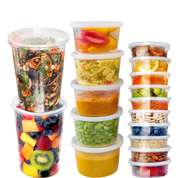 Plastic containers with lids MEGA Combo Pack Comes With 44 Sets of 8oz, 16oz, and 32oz