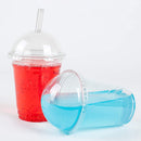 Disposable Clear Plastic Cup with Dome Lid & Plastic Straws | 100 Sets - 12 oz.