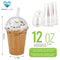 Disposable Clear Plastic Cup with Dome Lid & Plastic Straws | 100 Sets - 12 oz.