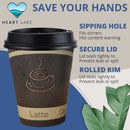 Disposable Hot Coffee Cup with Black Dome Lids & Kraft Cardboard Sleeves Cups | 10 oz - 100 Pack