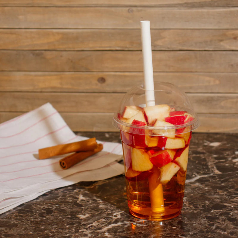 Disposable Clear Plastic Cup with Dome Lid & Plastic Straws | 100 Sets - 12 oz.